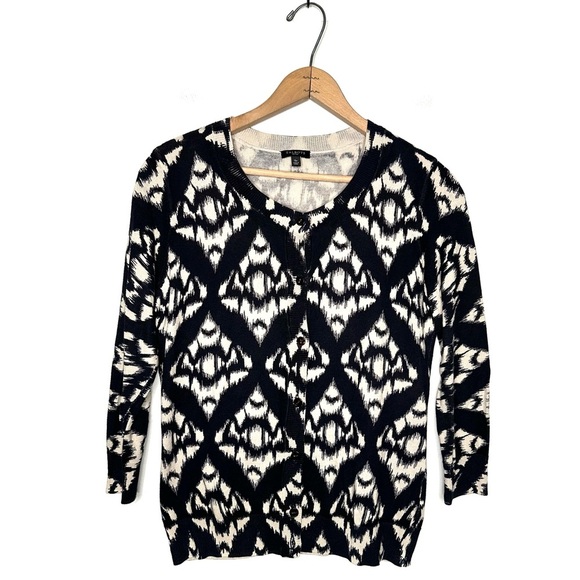 Talbots | Blue Patterned Button Down Cardigan Sweater Size Small Petite - Picture 1 of 6